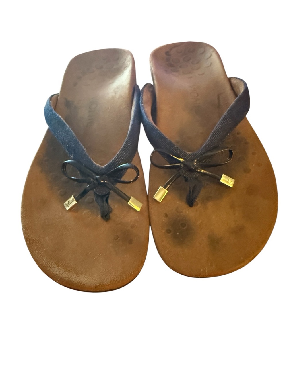 Vionic Bella Flip Flops Women’s Size 11 Dark Denim Navy Bow Orthotic Comfort San